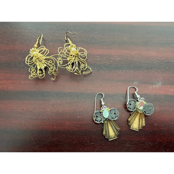 VTG Angel Brooch and Earring Lot Boho Holidays Christmas - Picture 3 of 6